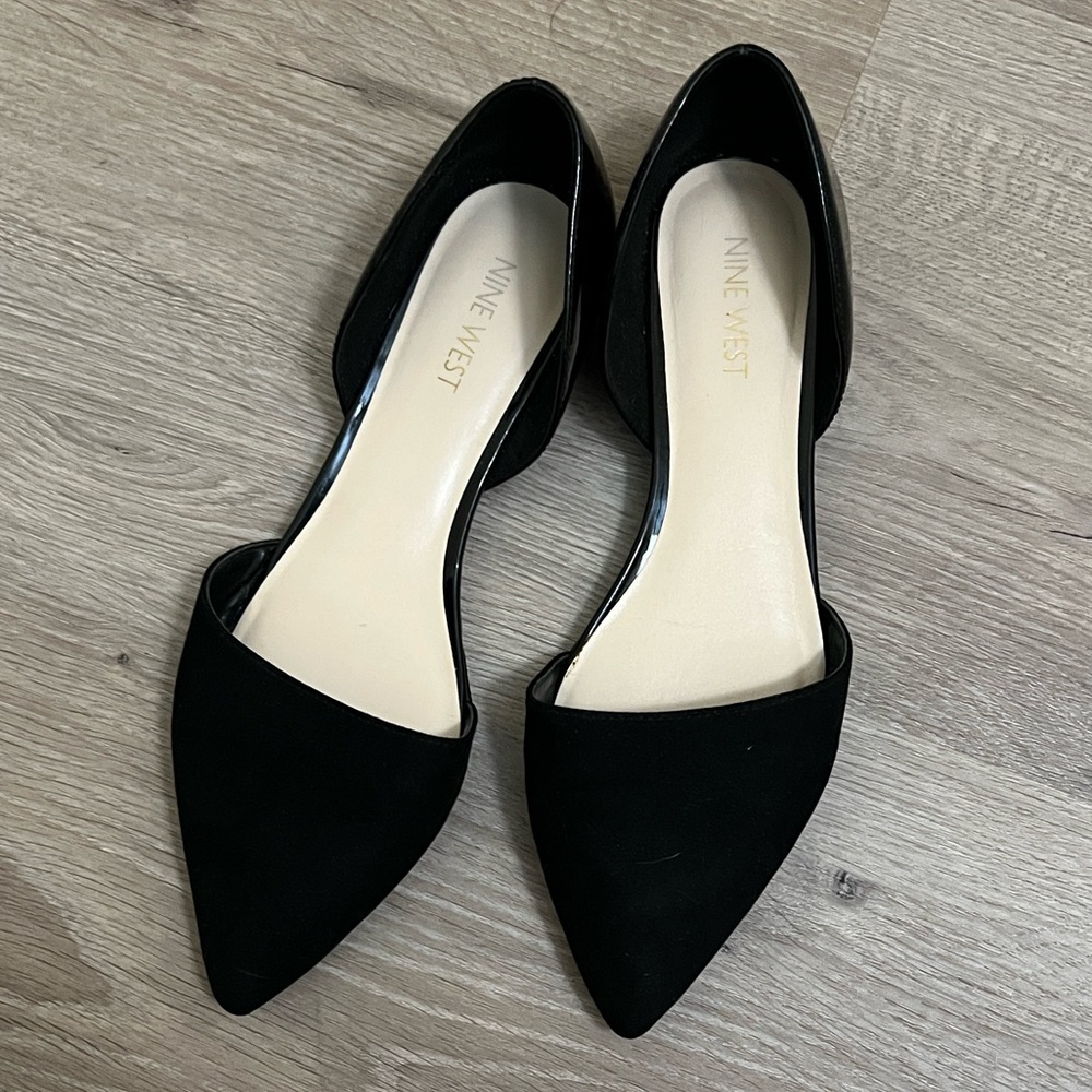 Nine West Elegant Black Pointed Flats 7.5 M